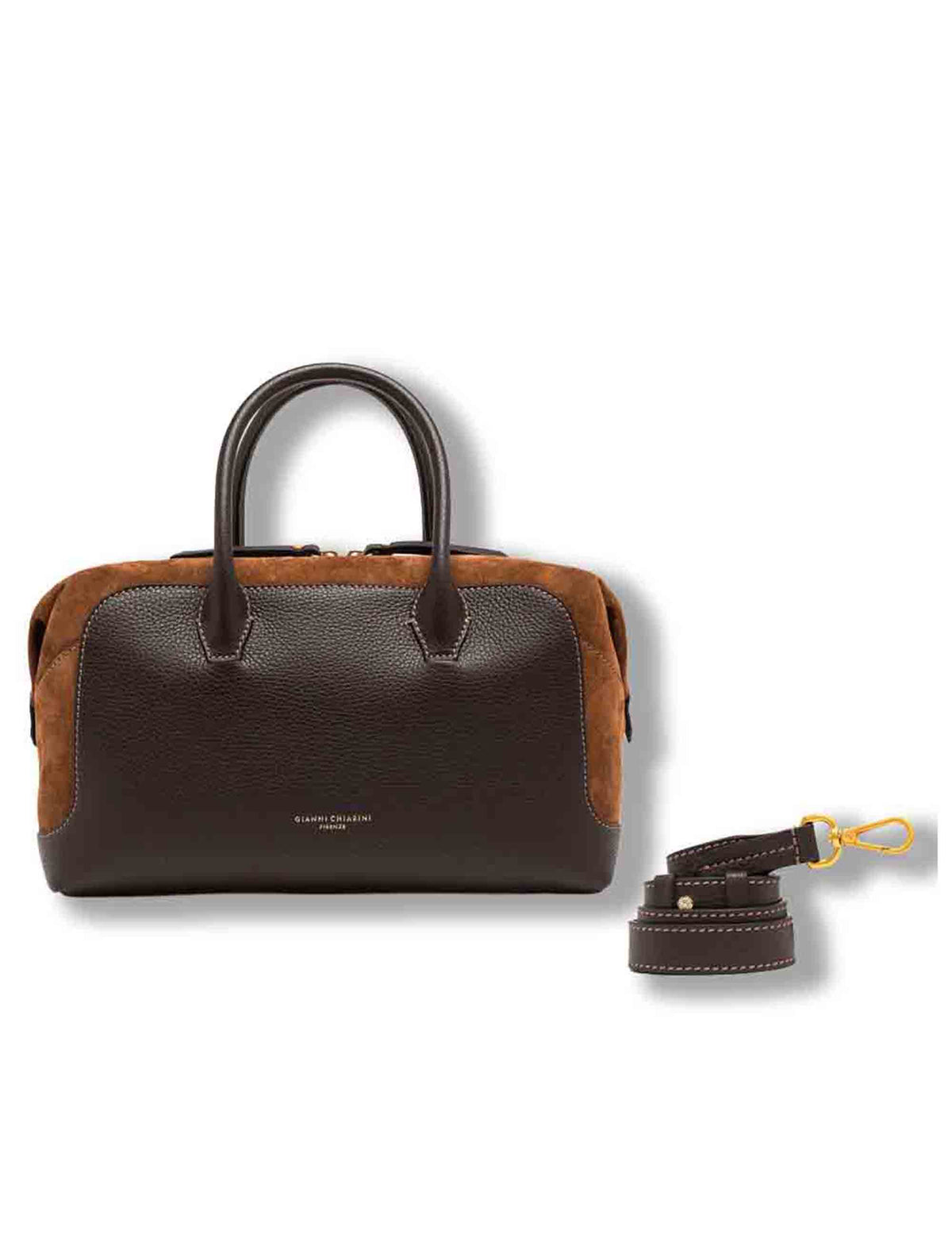 Borsa Gemma grande donna in pelle martellata marrone con fianchi in suede e tracolla removibile BS12241 COMMGRN-CM_14678 Gianni Chiarini 