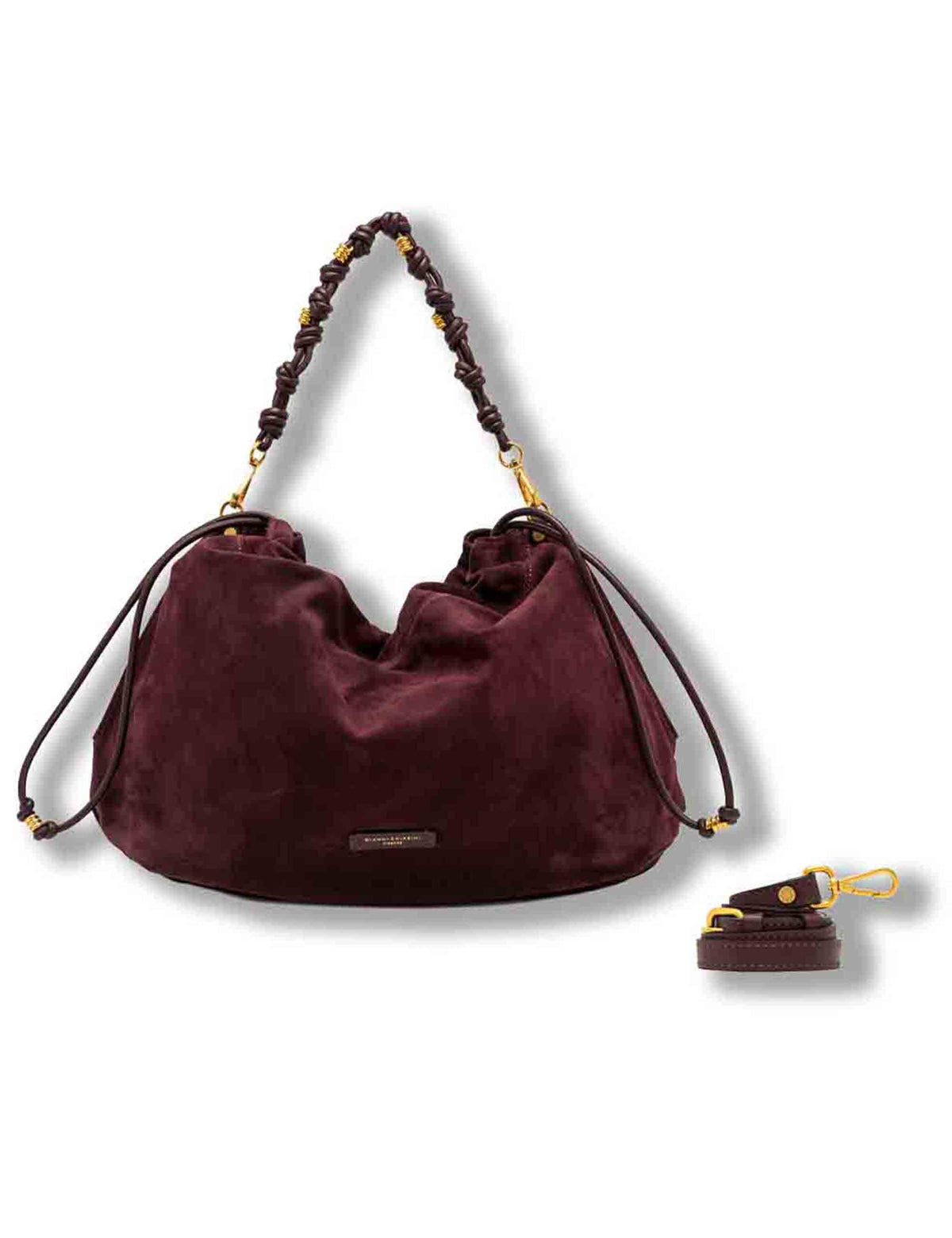 Borsa Morgana donna in pelle scamosciata bordeaux con shape arricciata e doppia portabilità BS12260 CM-PL_7580 Gianni Chiarini 