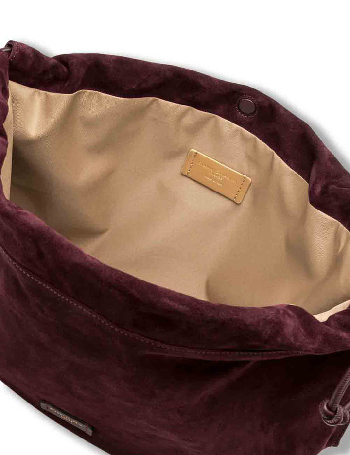 Borsa Morgana donna in pelle scamosciata bordeaux con shape arricciata e doppia portabilità BS12260 CM-PL_7580 Gianni Chiarini 