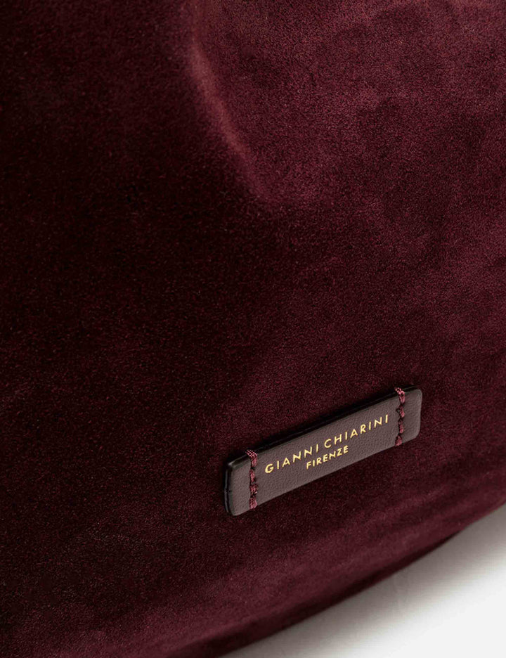 Borsa Morgana donna in pelle scamosciata bordeaux con shape arricciata e doppia portabilità BS12260 CM-PL_7580 Gianni Chiarini 