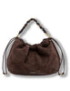Borsa Morgana in pelle scamosciata marrone con shape arricciata Donna BS12260 CM-PL_974