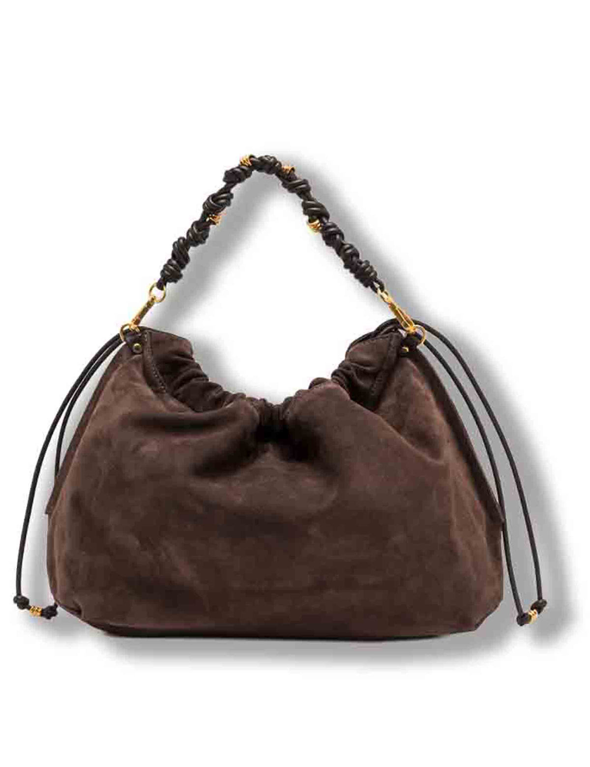 Borsa Morgana donna in pelle scamosciata marrone con shape arricciata e doppia portabilità BS12260 CM-PL_974 Gianni Chiarini 