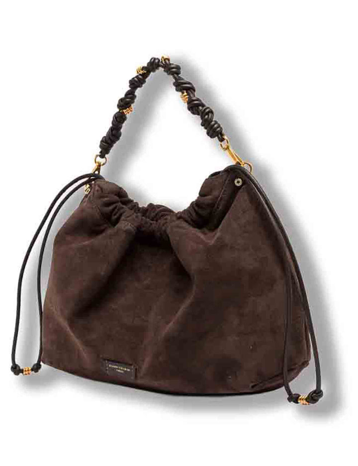 Borsa Morgana donna in pelle scamosciata marrone con shape arricciata e doppia portabilità BS12260 CM-PL_974 Gianni Chiarini 