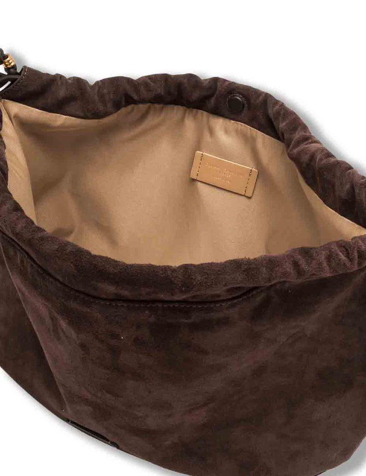 Borsa Morgana donna in pelle scamosciata marrone con shape arricciata e doppia portabilità BS12260 CM-PL_974 Gianni Chiarini 