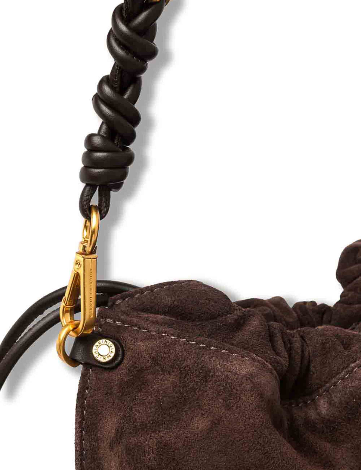Borsa Morgana donna in pelle scamosciata marrone con shape arricciata e doppia portabilità BS12260 CM-PL_974 Gianni Chiarini 