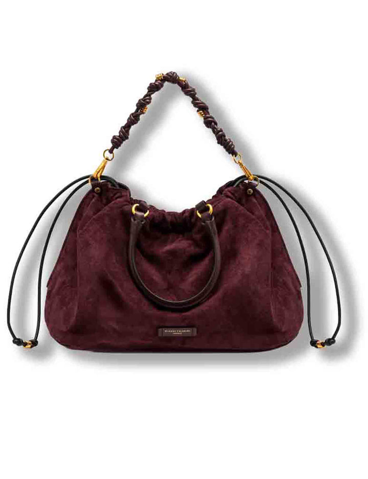 Borsa Morgana grande donna in pelle scamosciata bordeaux con shape arricciata e doppia portabilità BS12261 CM-PL_7580 Gianni Chiarini 