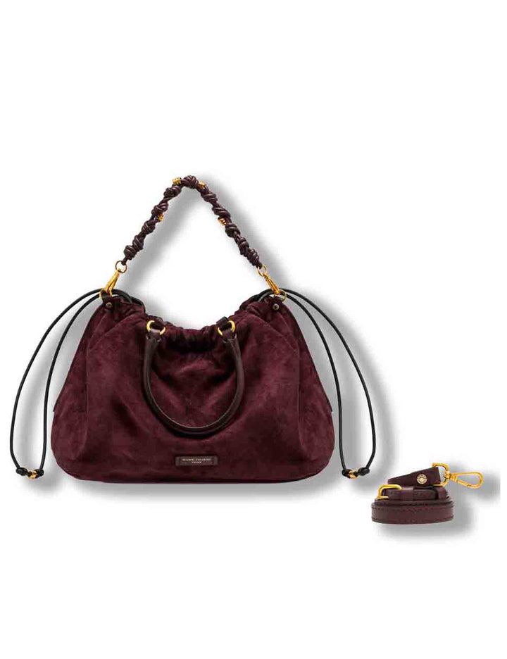 Borsa Morgana grande donna in pelle scamosciata bordeaux con shape arricciata e doppia portabilità BS12261 CM-PL_7580 Gianni Chiarini 