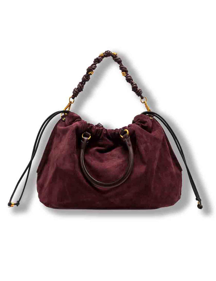 Borsa Morgana grande donna in pelle scamosciata bordeaux con shape arricciata e doppia portabilità BS12261 CM-PL_7580 Gianni Chiarini 