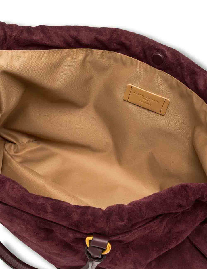 Borsa Morgana grande donna in pelle scamosciata bordeaux con shape arricciata e doppia portabilità BS12261 CM-PL_7580 Gianni Chiarini 