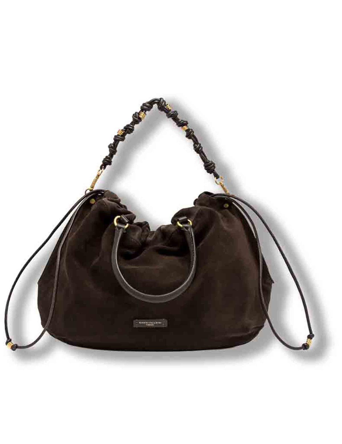Borsa Morgana grande donna in pelle scamosciata marrone con shape arricciata e doppia portabilità BS12261 CM-PL_974 Gianni Chiarini 