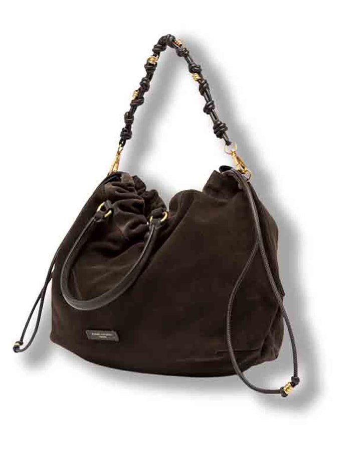 Borsa Morgana grande donna in pelle scamosciata marrone con shape arricciata e doppia portabilità BS12261 CM-PL_974 Gianni Chiarini 