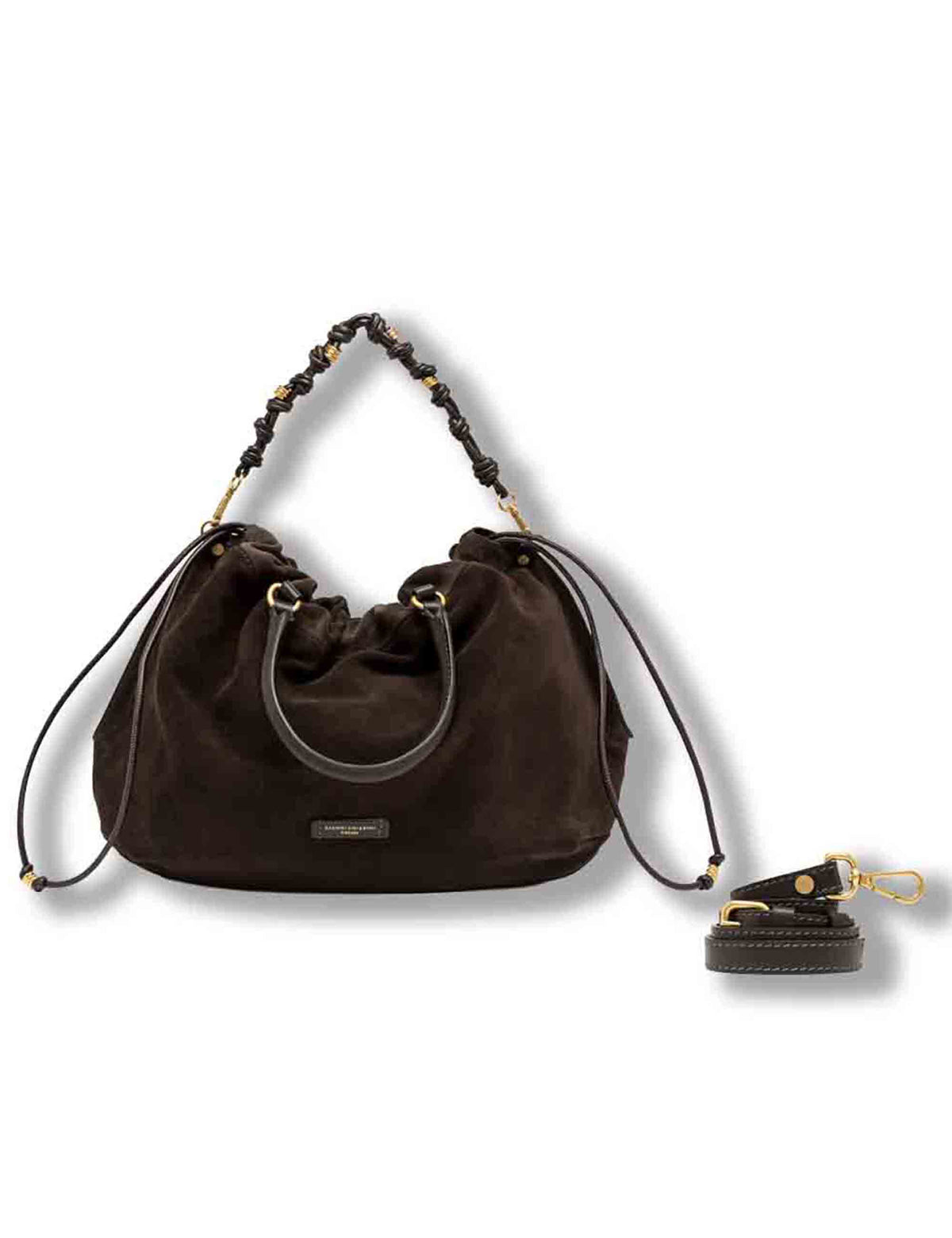 Borsa Morgana grande donna in pelle scamosciata marrone con shape arricciata e doppia portabilità BS12261 CM-PL_974 Gianni Chiarini 
