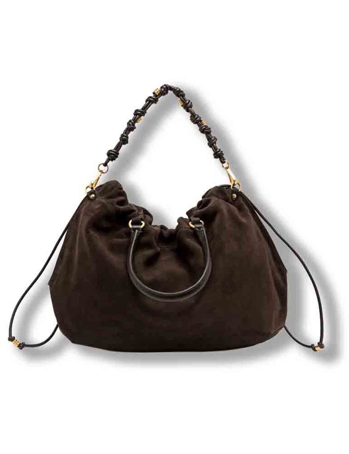 Borsa Morgana grande donna in pelle scamosciata marrone con shape arricciata e doppia portabilità BS12261 CM-PL_974 Gianni Chiarini 