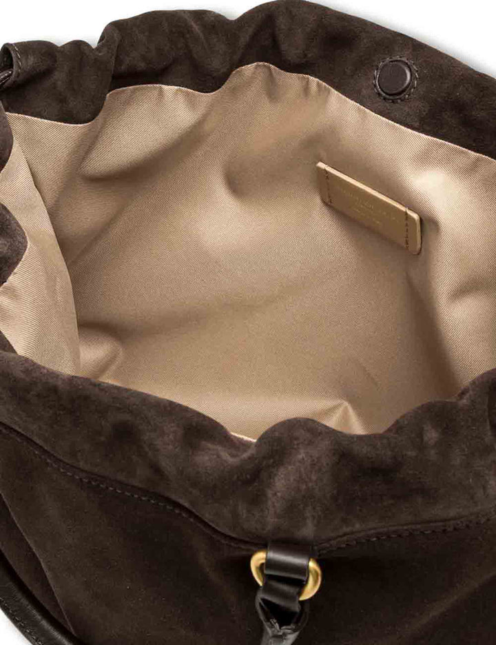 Borsa Morgana grande donna in pelle scamosciata marrone con shape arricciata e doppia portabilità BS12261 CM-PL_974 Gianni Chiarini 