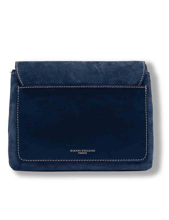Borsa Three piccola donna in pelle scamosciata blu con zip a contrasto e tracolla BS12294 COMMCM-PL_14596 Gianni Chiarini 