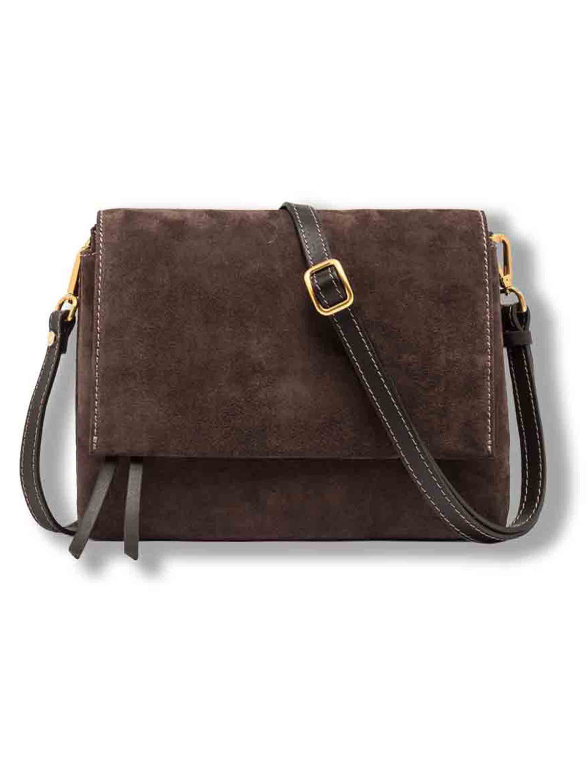 Borsa Three piccola donna in pelle scamosciata marrone con zip a contrasto e tracolla BS12294 COMMCM-PL_974 Gianni Chiarini 