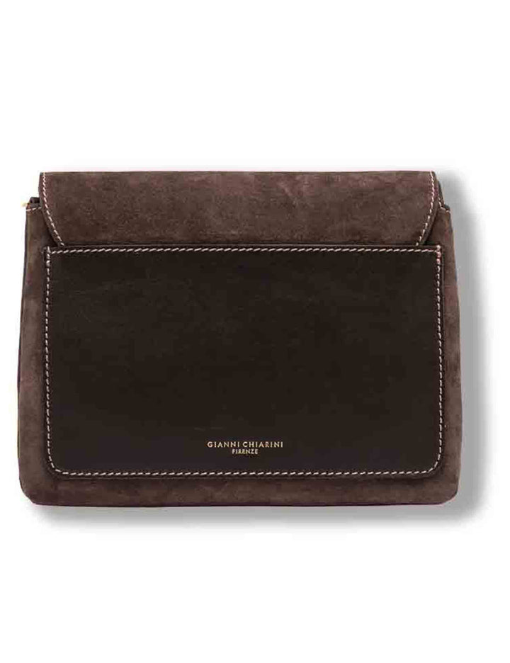 Borsa Three piccola donna in pelle scamosciata marrone con zip a contrasto e tracolla BS12294 COMMCM-PL_974 Gianni Chiarini 