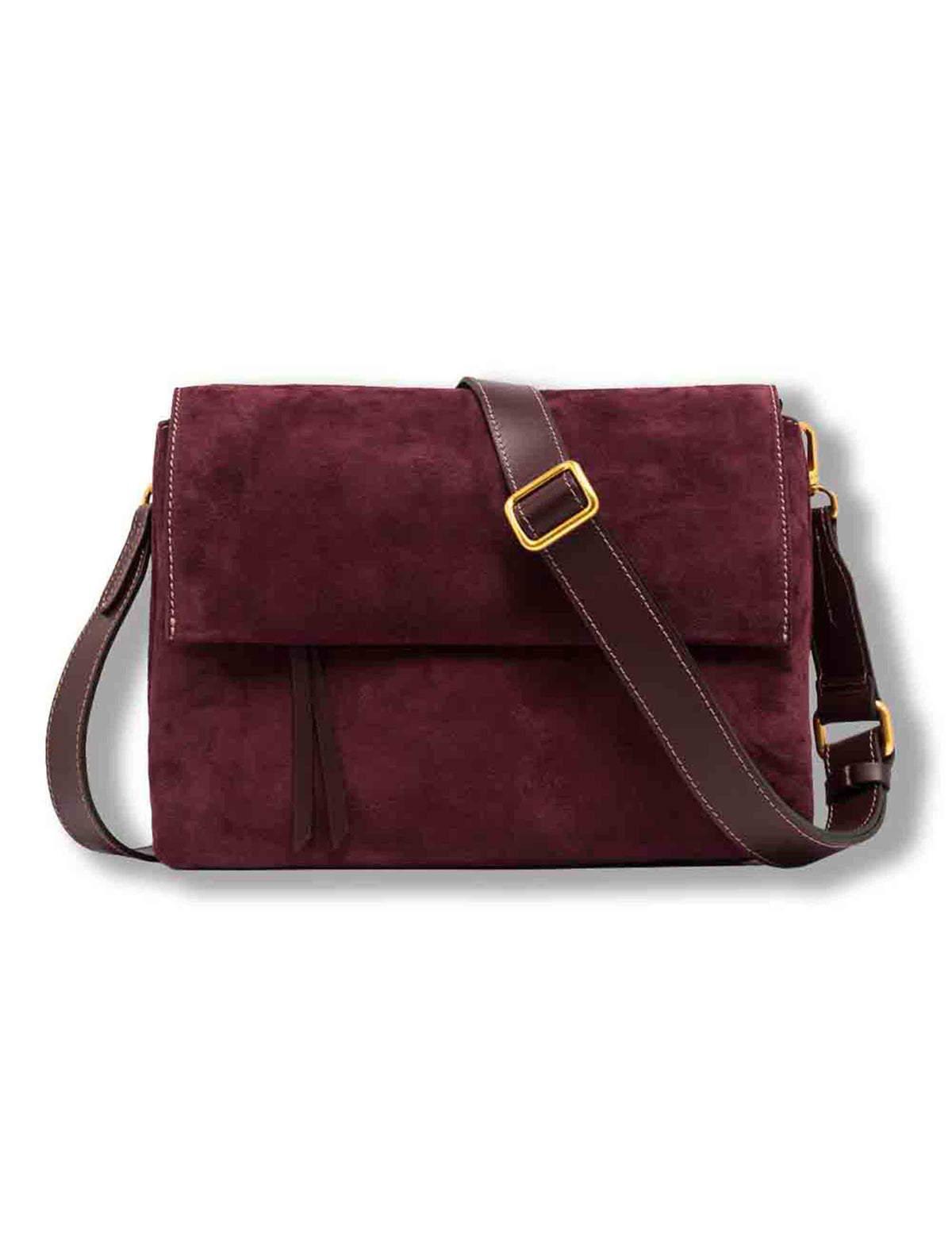 Borsa Three media donna in pelle scamosciata bordeaux con zip a contrasto e tracolla BS12295 COMMCM-PL_7580 Gianni Chiarini 