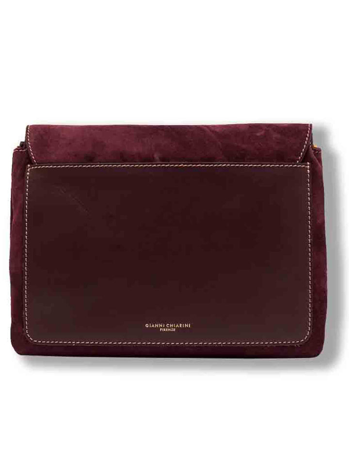 Borsa Three media donna in pelle scamosciata bordeaux con zip a contrasto e tracolla BS12295 COMMCM-PL_7580 Gianni Chiarini 