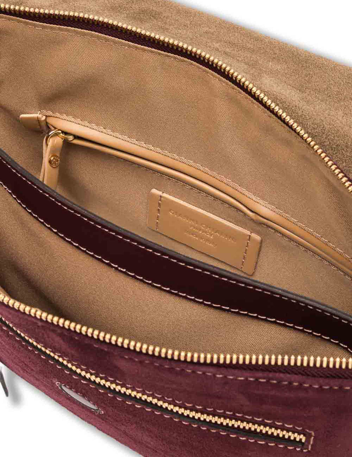 Borsa Three media donna in pelle scamosciata bordeaux con zip a contrasto e tracolla BS12295 COMMCM-PL_7580 Gianni Chiarini 