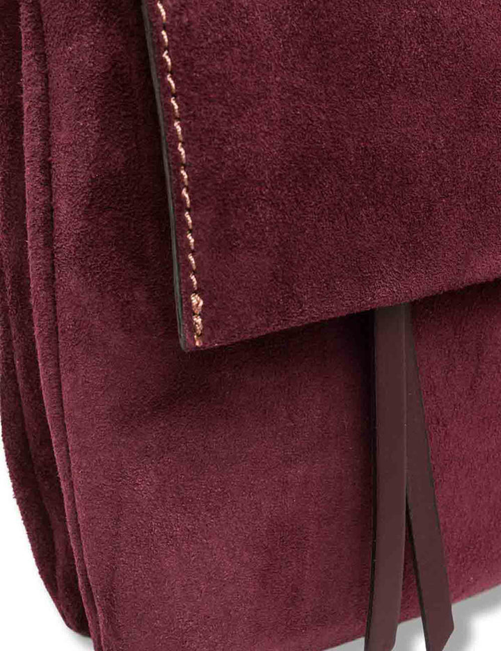 Borsa Three media donna in pelle scamosciata bordeaux con zip a contrasto e tracolla BS12295 COMMCM-PL_7580 Gianni Chiarini 