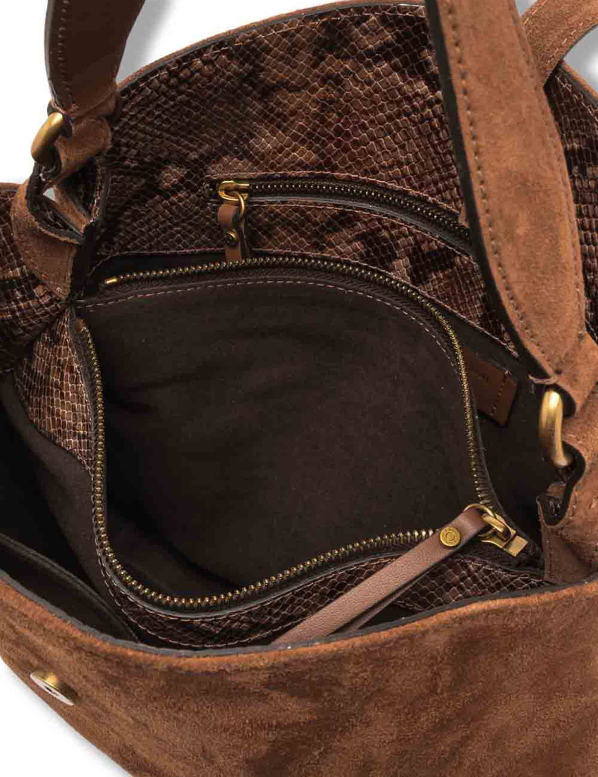 Borsa Fiona grande donna in pelle scamosciata cuoio con interno pitone e tracolla removibile BS12486 CM-PTY_099 Gianni Chiarini 