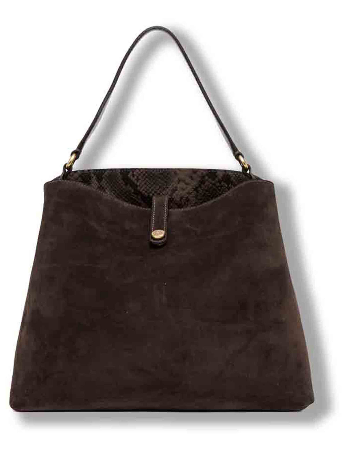 Borsa Fiona grande donna in pelle scamosciata marrone con interno pitone e tracolla removibile BS12486 CM-PTY_974 Gianni Chiarini 