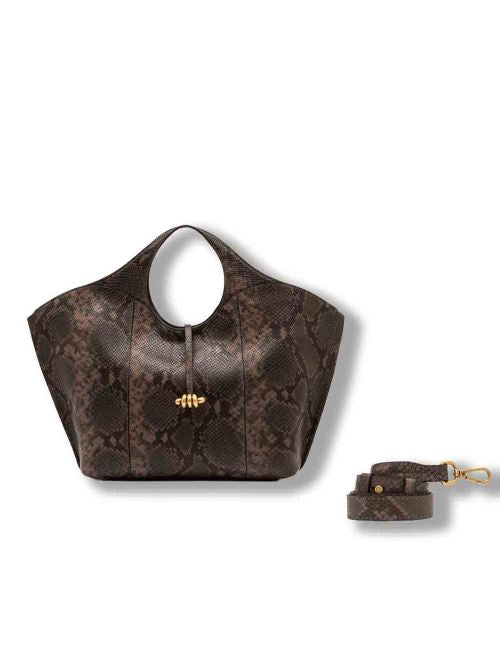 Borsa Infinity media donna in pelle stampa pitone cuoio con doppi manici e tracolla BS12490 PTY_2107 Gianni Chiarini 