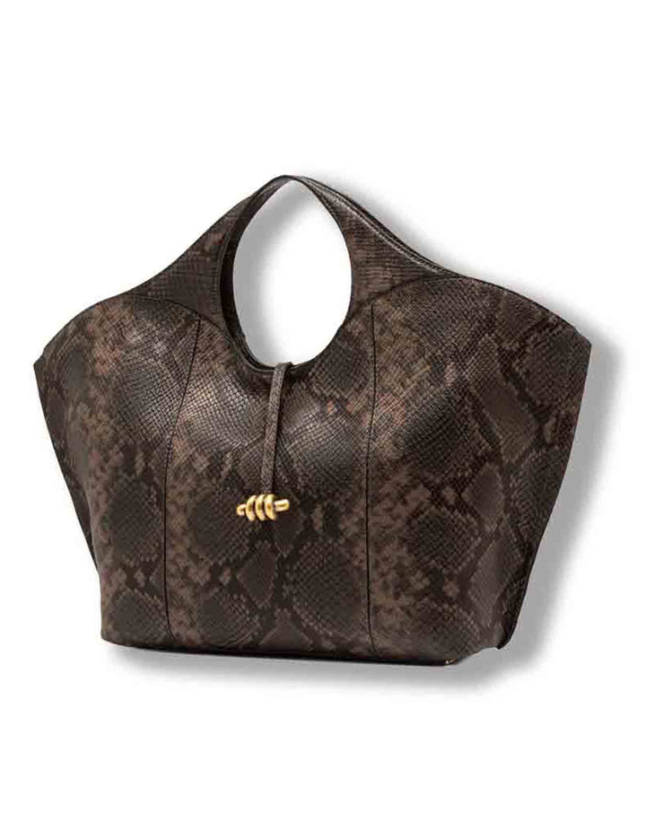 Borsa Infinity media donna in pelle stampa pitone cuoio con doppi manici e tracolla BS12490 PTY_2107 Gianni Chiarini 