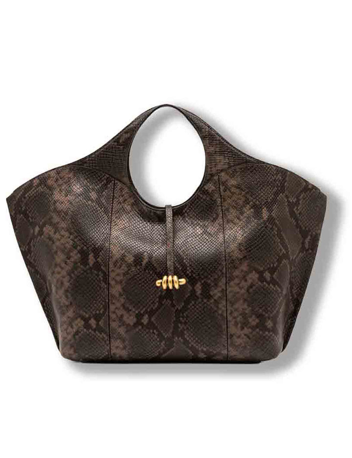 Borsa Infinity grande donna in pelle stampa pitone marrone con doppi manici e tracolla BS12492 PTY_2107 Gianni Chiarini 