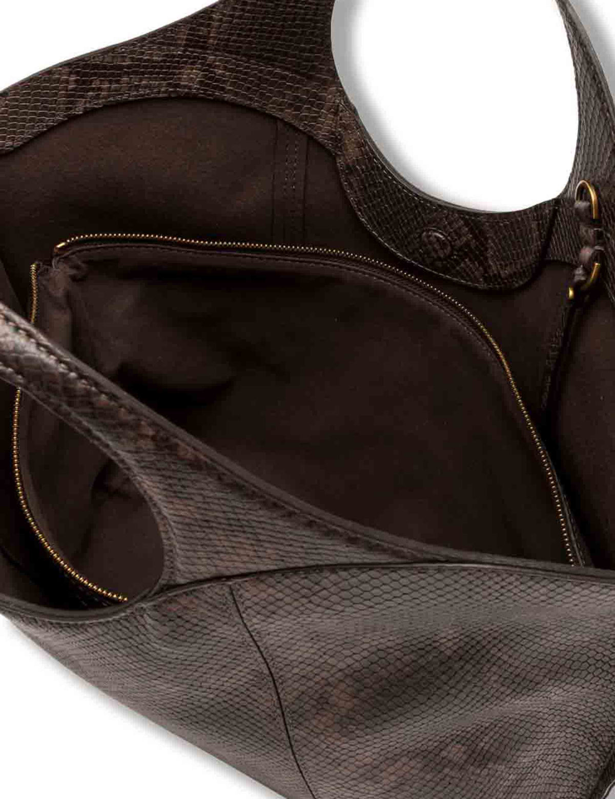 Borsa Infinity grande donna in pelle stampa pitone marrone con doppi manici e tracolla BS12492 PTY_2107 Gianni Chiarini 
