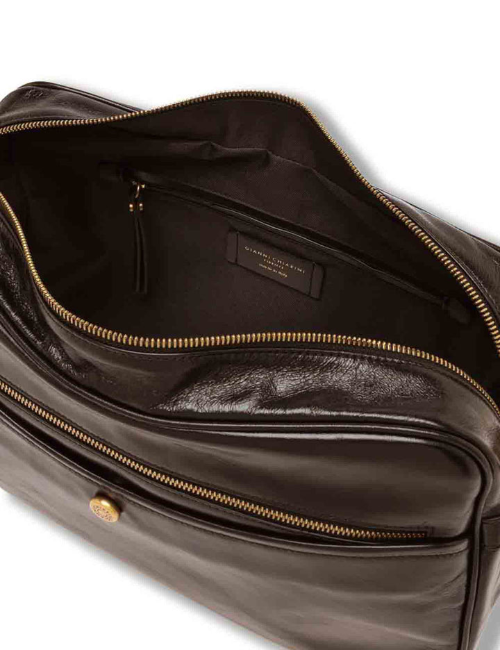 Borsa Cora grande donna in pelle liscia marrone con shape squadrata e tracolla BS12586 RALPH_2107 Gianni Chiarini 