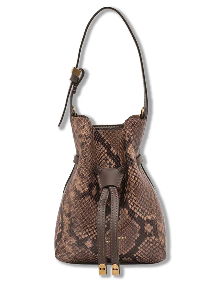 Borsa Sienna piccola donna in pelle stampa pitone cuoio con dettagli metallici e tracolla BS12595 PTY_206 Gianni Chiarini 