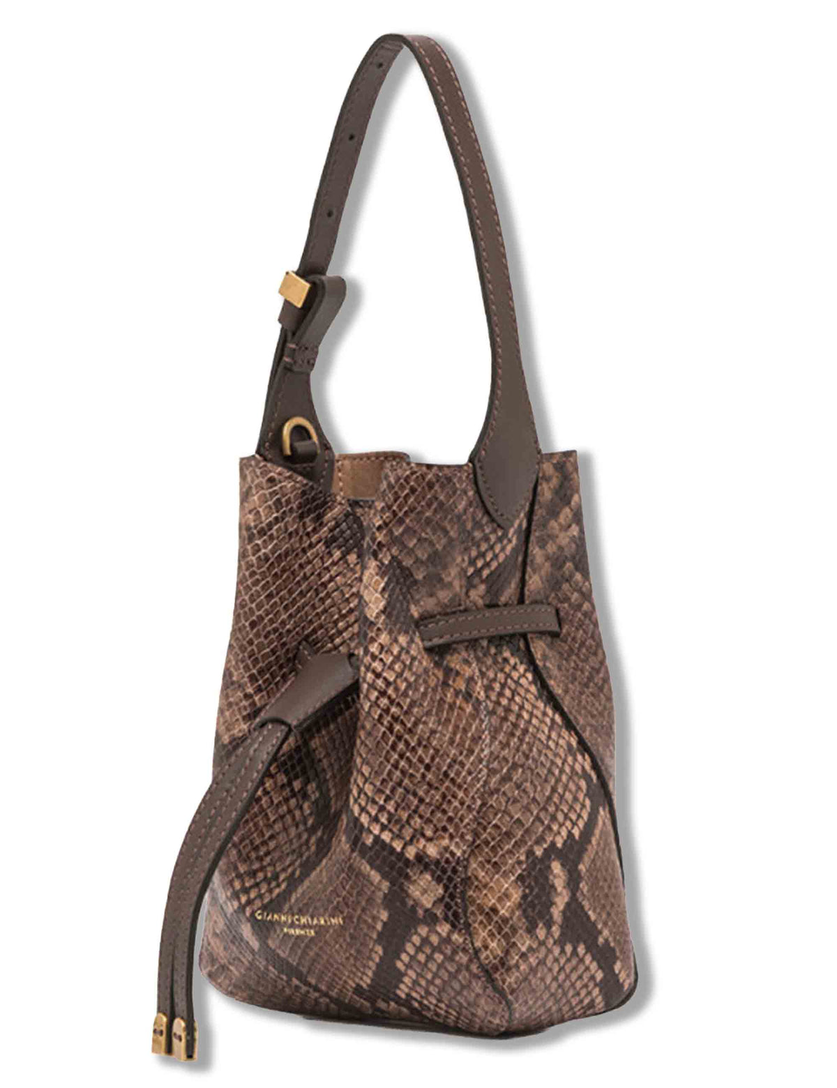 Borsa Sienna piccola donna in pelle stampa pitone cuoio con dettagli metallici e tracolla BS12595 PTY_206 Gianni Chiarini 