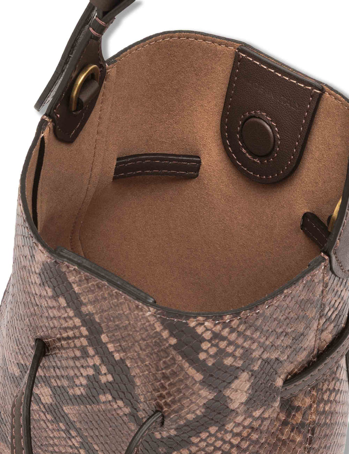 Borsa Sienna piccola donna in pelle stampa pitone cuoio con dettagli metallici e tracolla BS12595 PTY_206 Gianni Chiarini 
