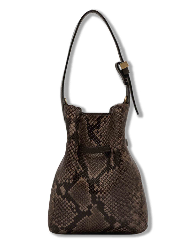 Borsa Sienna piccola donna in pelle stampa pitone marrone con dettagli metallici e tracolla BS12595 PTY_2107 Gianni Chiarini 