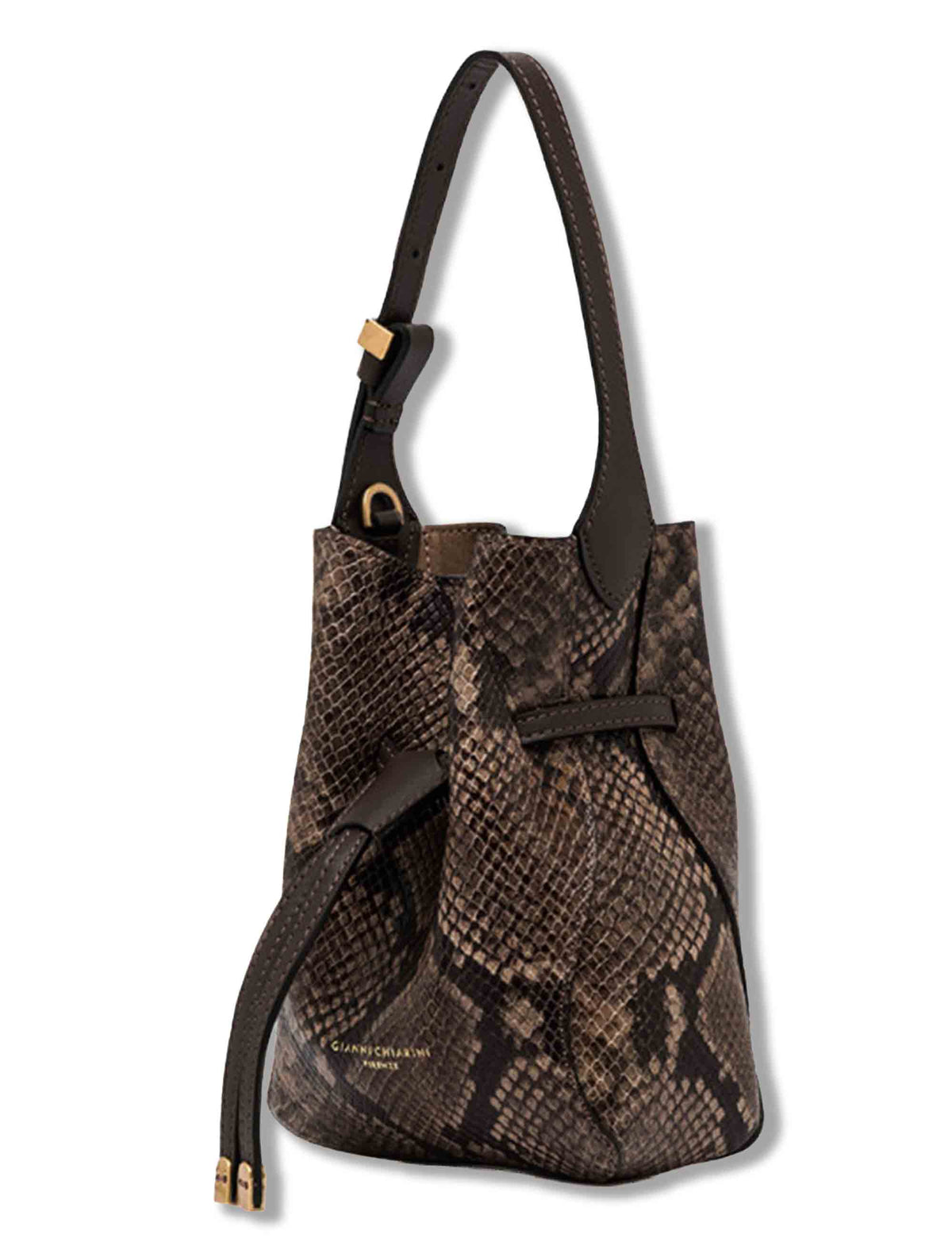Borsa Sienna piccola donna in pelle stampa pitone marrone con dettagli metallici e tracolla BS12595 PTY_2107 Gianni Chiarini 