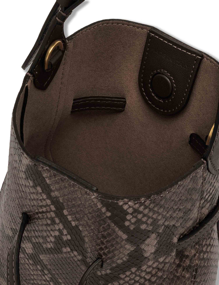 Borsa Sienna piccola donna in pelle stampa pitone marrone con dettagli metallici e tracolla BS12595 PTY_2107 Gianni Chiarini 