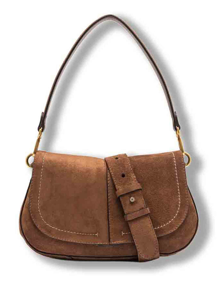 Borsa Helena Round media donna in pelle scamosciata cuoio con doppia portabilità BS12618 CM-PL_099 Gianni Chiarini 