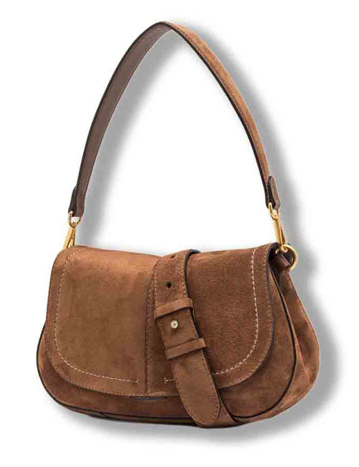 Borsa Helena Round media donna in pelle scamosciata cuoio con doppia portabilità BS12618 CM-PL_099 Gianni Chiarini 