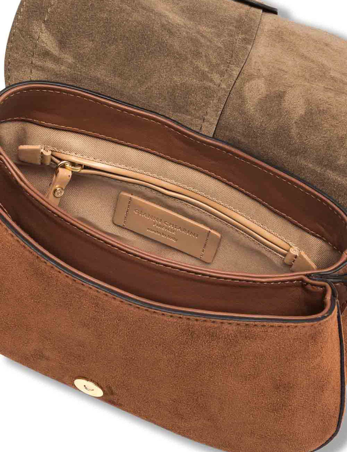 Borsa Helena Round media donna in pelle scamosciata cuoio con doppia portabilità BS12618 CM-PL_099 Gianni Chiarini 