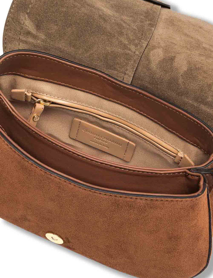Borsa Helena Round media donna in pelle scamosciata cuoio con doppia portabilità BS12618 CM-PL_099 Gianni Chiarini 