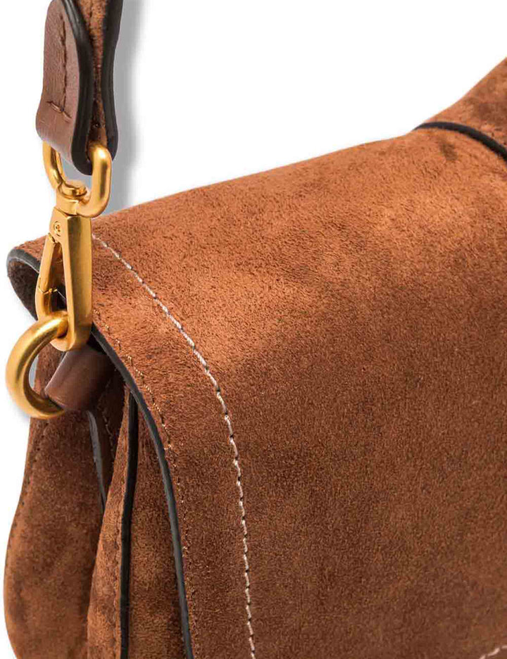 Borsa Helena Round media donna in pelle scamosciata cuoio con doppia portabilità BS12618 CM-PL_099 Gianni Chiarini 