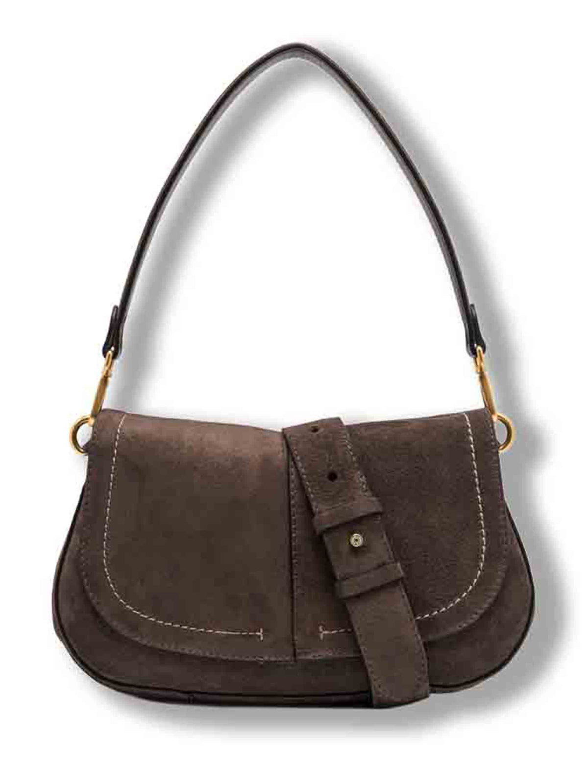 Borsa Helena Round media donna in pelle scamosciata marrone con doppia portabilità BS12618 CM-PL_974 Gianni Chiarini 