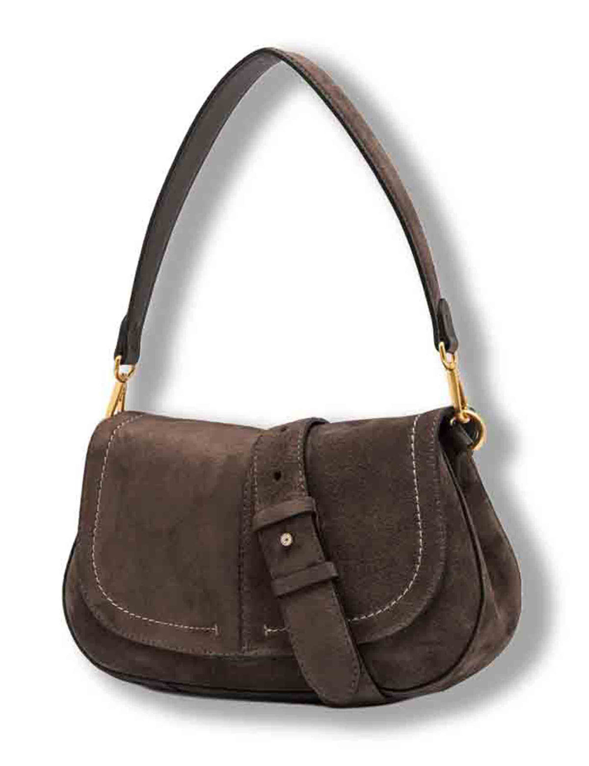 Borsa Helena Round media donna in pelle scamosciata marrone con doppia portabilità BS12618 CM-PL_974 Gianni Chiarini 