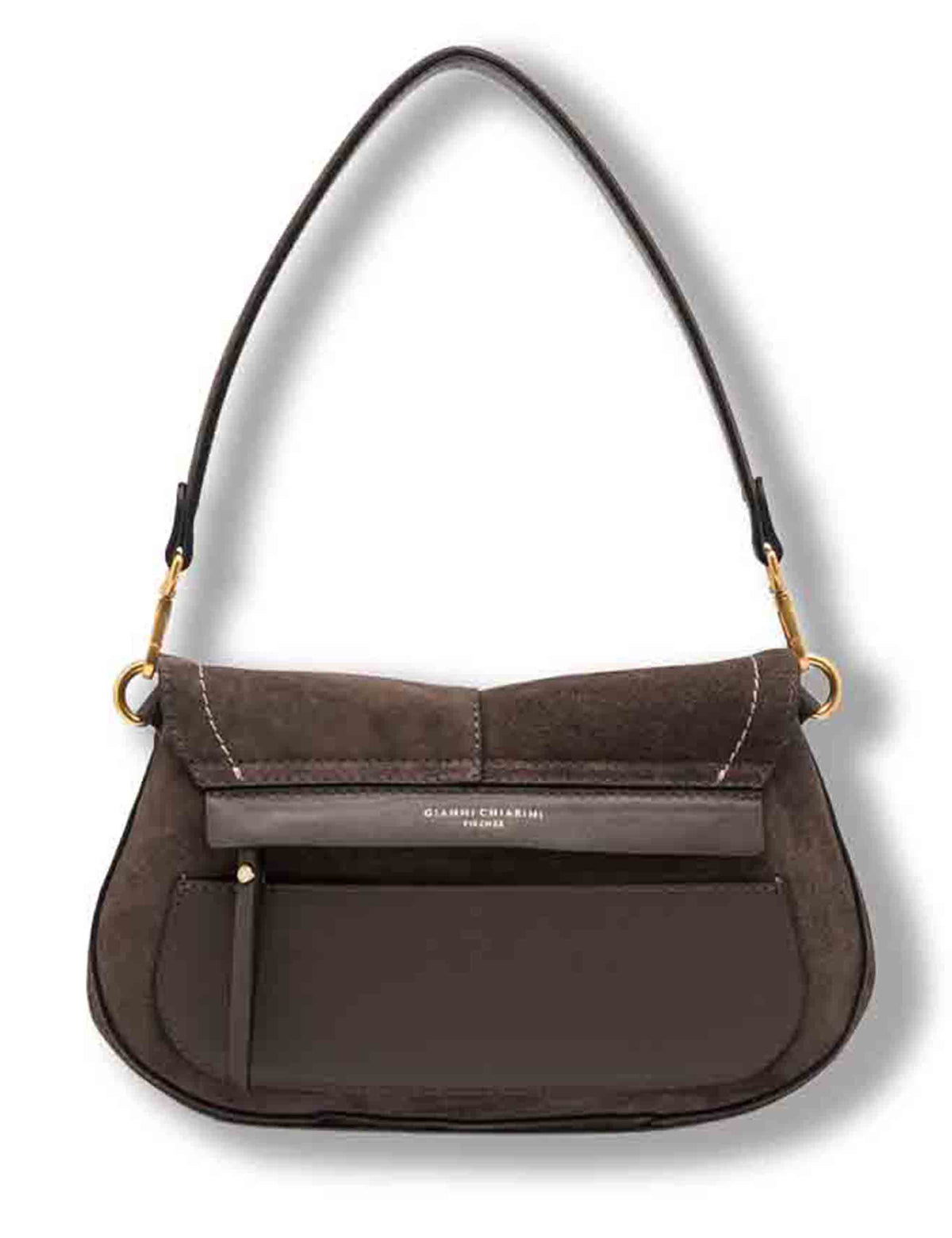 Borsa Helena Round media donna in pelle scamosciata marrone con doppia portabilità BS12618 CM-PL_974 Gianni Chiarini 