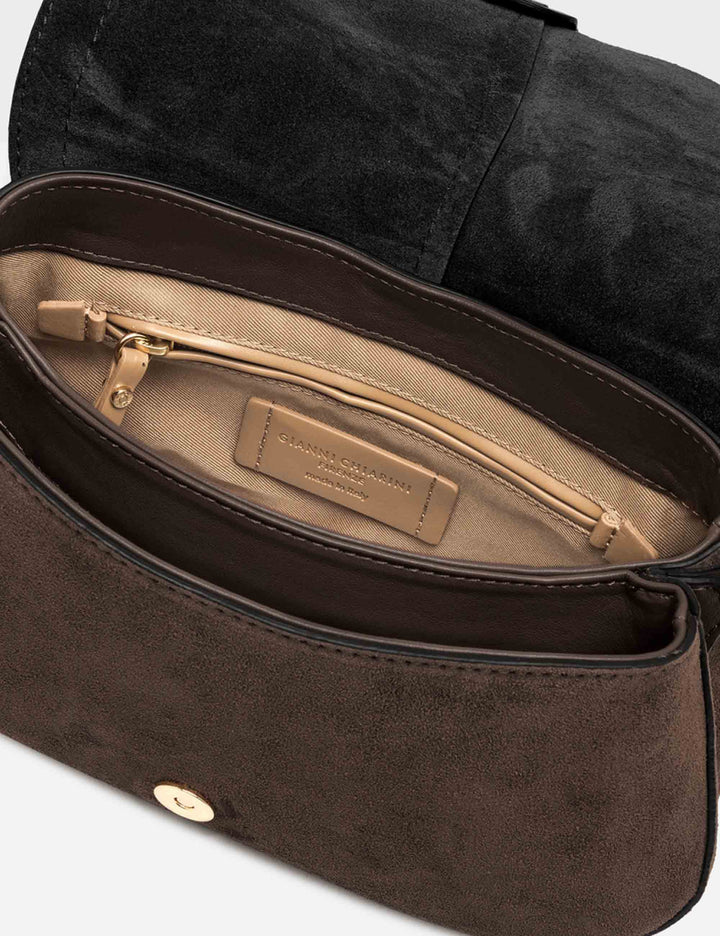 Borsa Helena Round media donna in pelle scamosciata marrone con doppia portabilità BS12618 CM-PL_974 Gianni Chiarini 