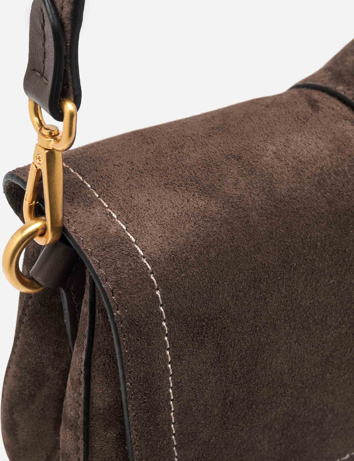 Borsa Helena Round media donna in pelle scamosciata marrone con doppia portabilità BS12618 CM-PL_974 Gianni Chiarini 