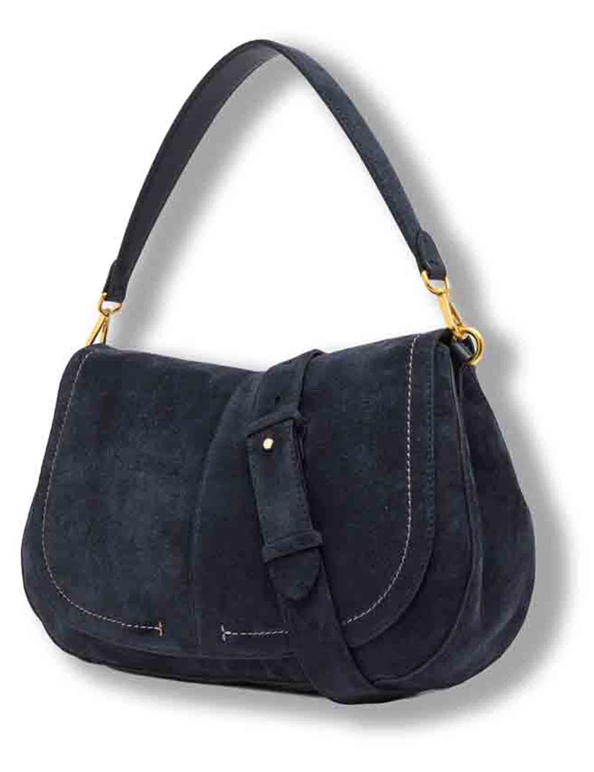 Borsa Helena Round grande donna in pelle scamosciata blu con doppia portabilità e tasca posteriore BS12619 CM-PL_14596 Gianni Chiarini 