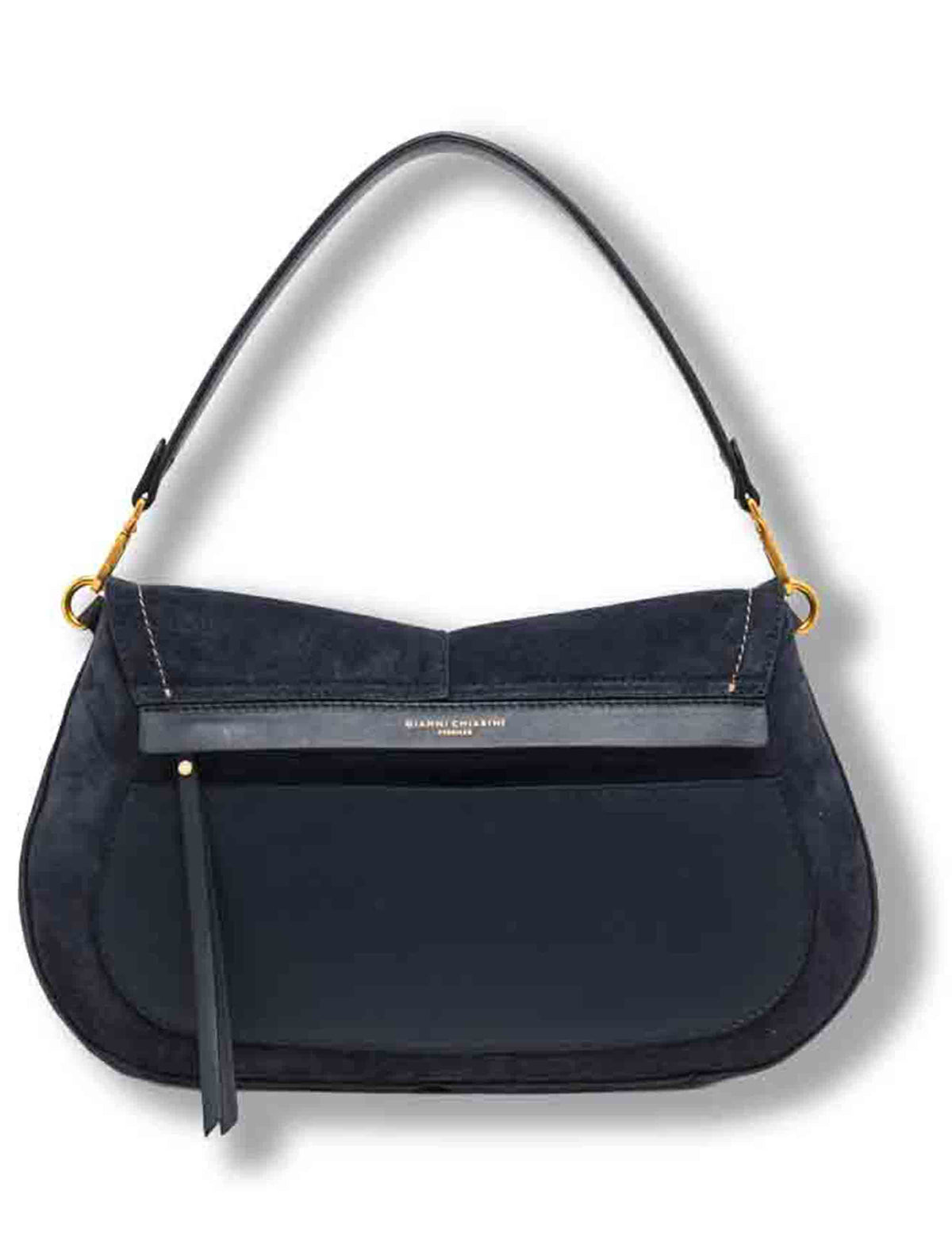 Borsa Helena Round grande donna in pelle scamosciata blu con doppia portabilità e tasca posteriore BS12619 CM-PL_14596 Gianni Chiarini 